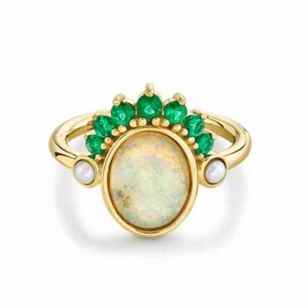 Marrow Fine Opal and Emerald Headdress